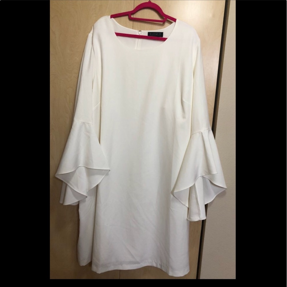 Eloquii ivory flounce sleeve dress